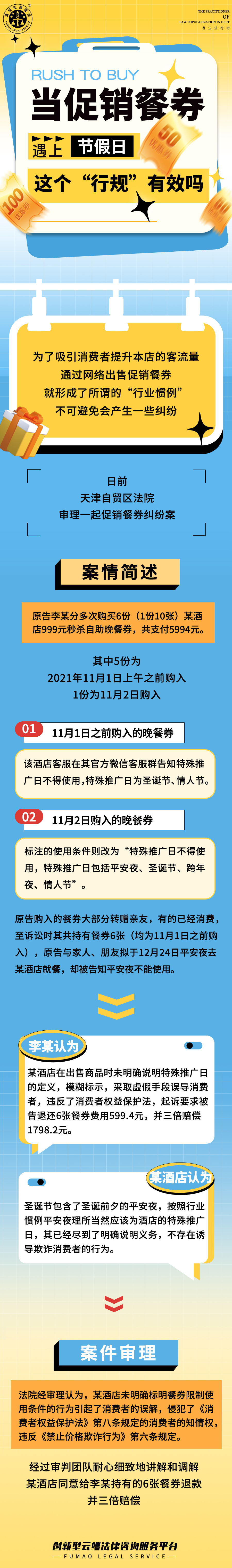 全民普法丨当促销餐卷遇上节假日，这个“行规”有效吗！