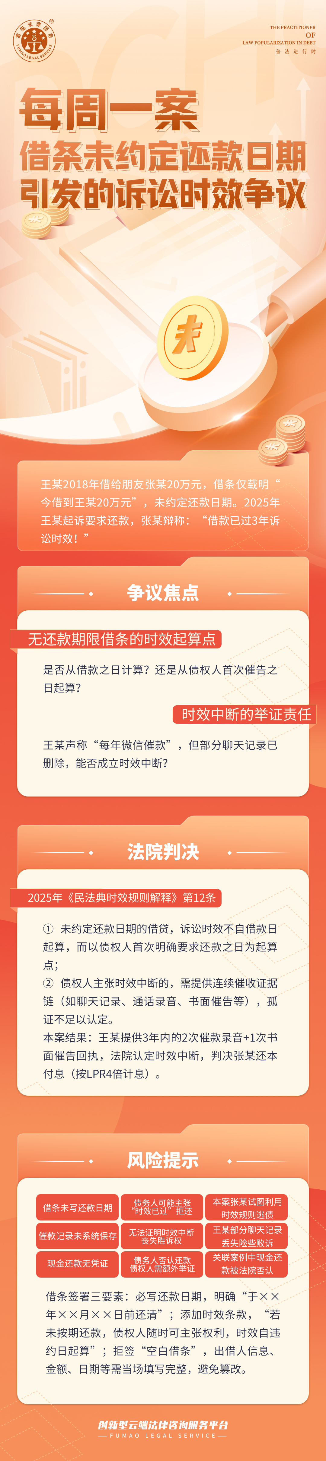 富猫法务：借条未约定还款日期引发的诉讼时效争议