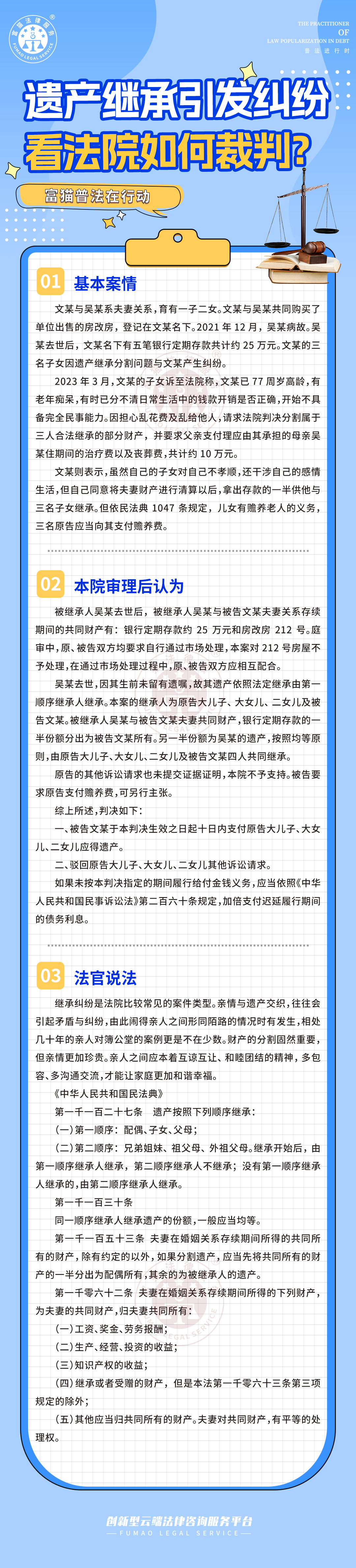 富猫法务：遗产继承引发纠纷，看法院如何裁判?