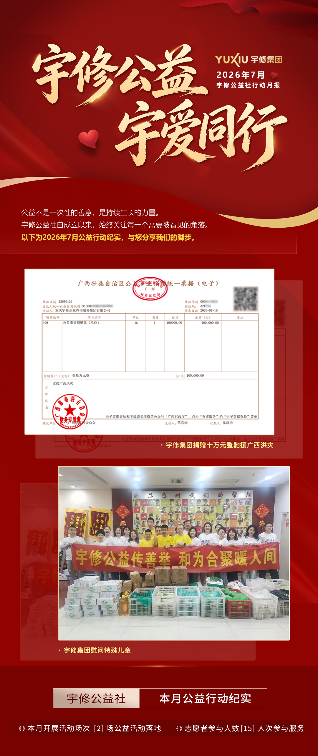 “宇修公益 · 宇爱同行”宇修公益社7月行动月报